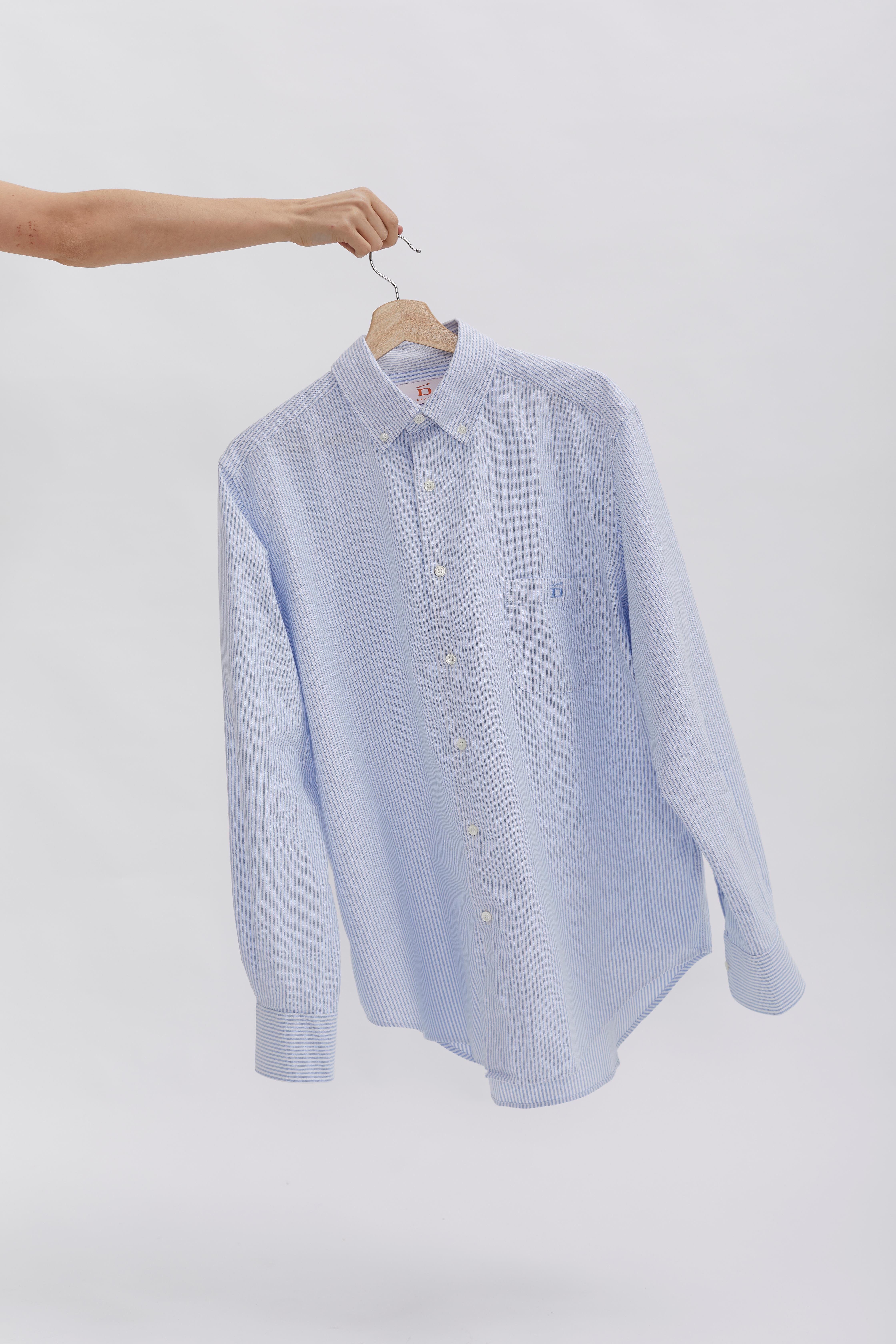 D-Brand, Blouses, Pinstriped Oxford Shirt, PINSTRIPE SKY BLUE, Blau, Hellblau, 217001, 217001-429