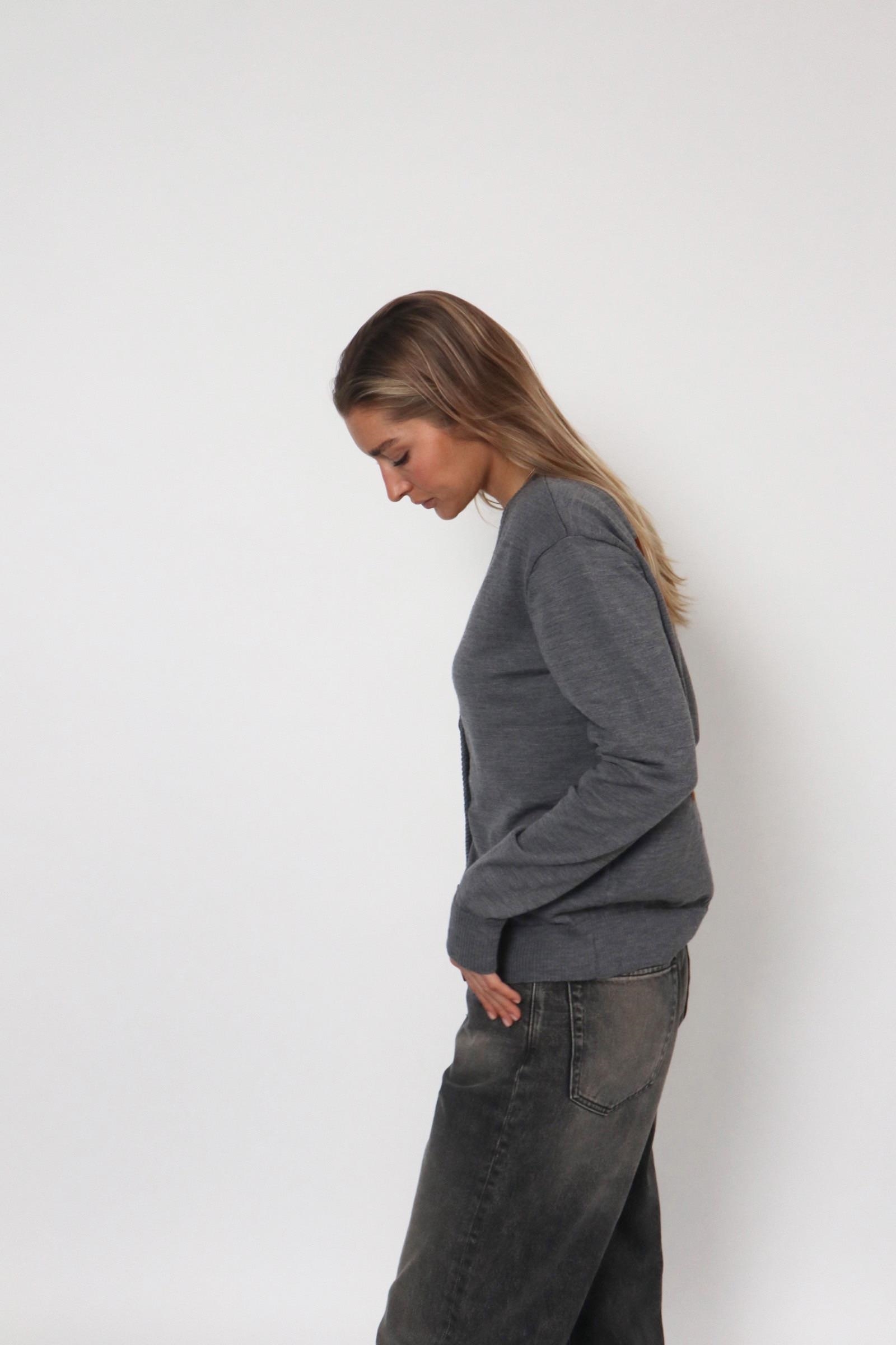 D-Brand, Jackets, Vest, Cardigans, D-Intarsia Cardigan, GREY MELANGE, Grau, 223310, 223310-152