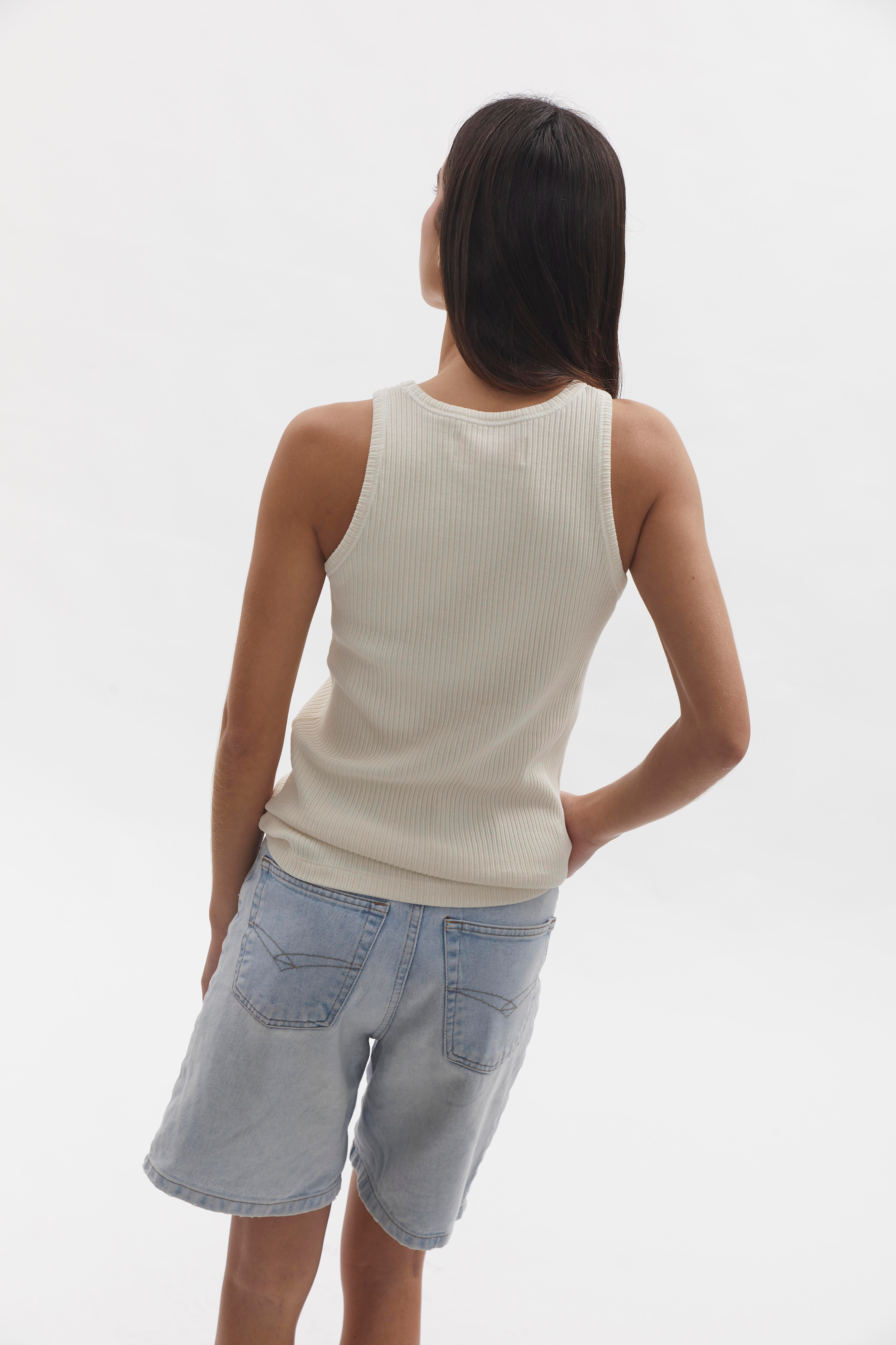 D-Brand, T-Shirts, Polos und Tops, Ribbed Tank Top, EGGNOG, Creme, 222602, 222602-113