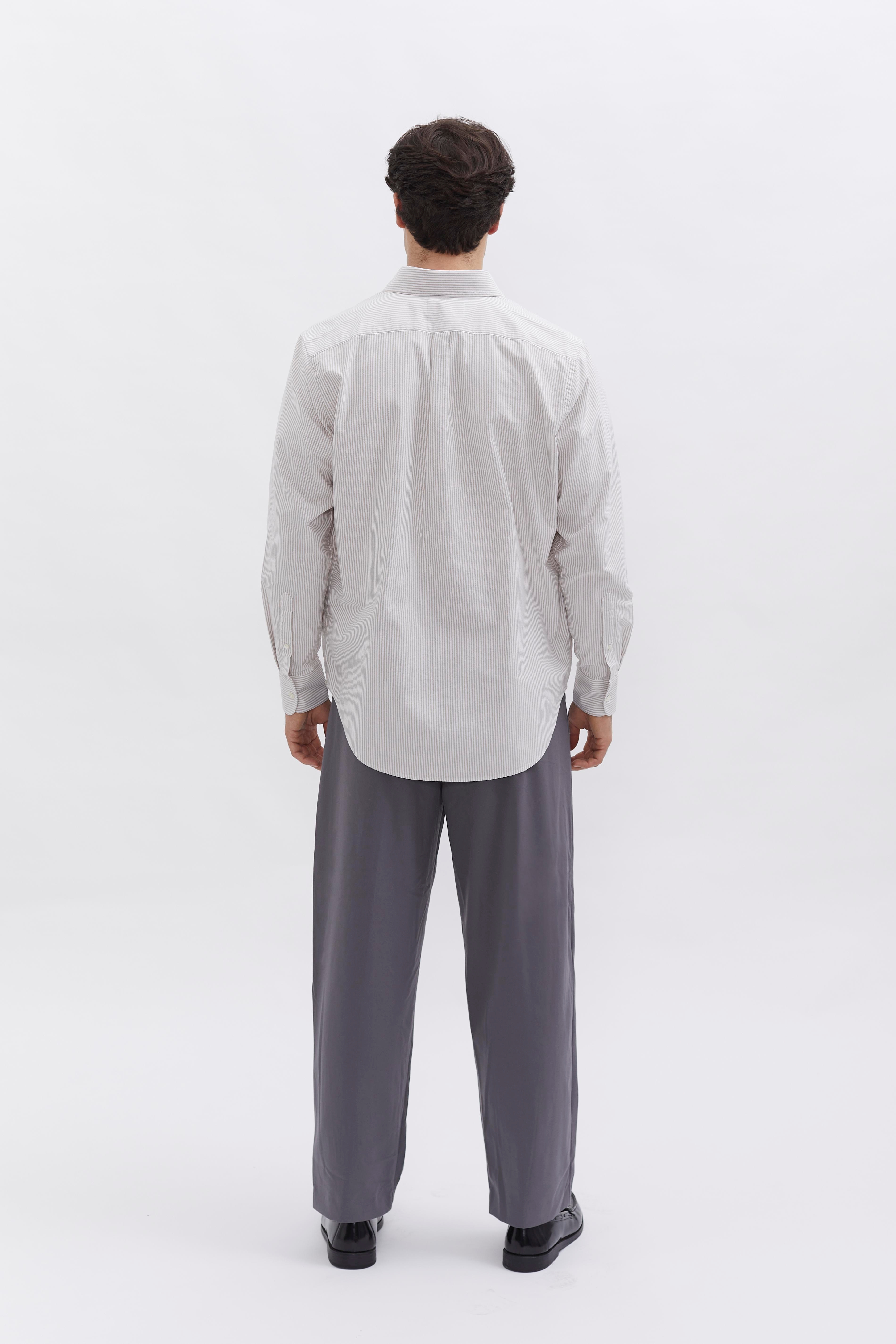 D-Brand, Shirts, Pinstriped Oxford Shirt, PINSTRIPE ALMOND, Braun, 117001, 117001-253