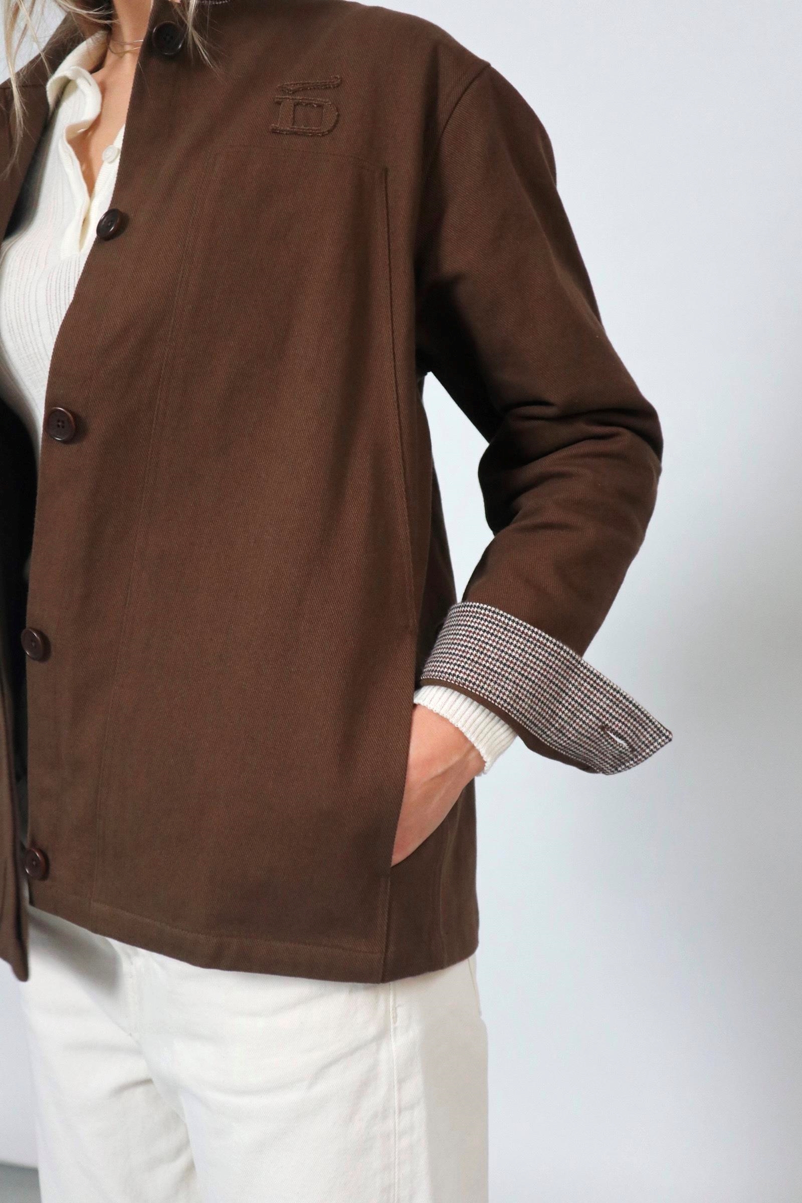 D-Brand, Jackets, Vest, Cardigans, Vintage Twill Jacket, BROWN, Braun, 226501, 226501-201