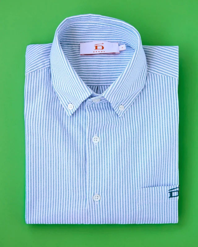 D-Brand Pinstripe Oxford Shirt Moss Green