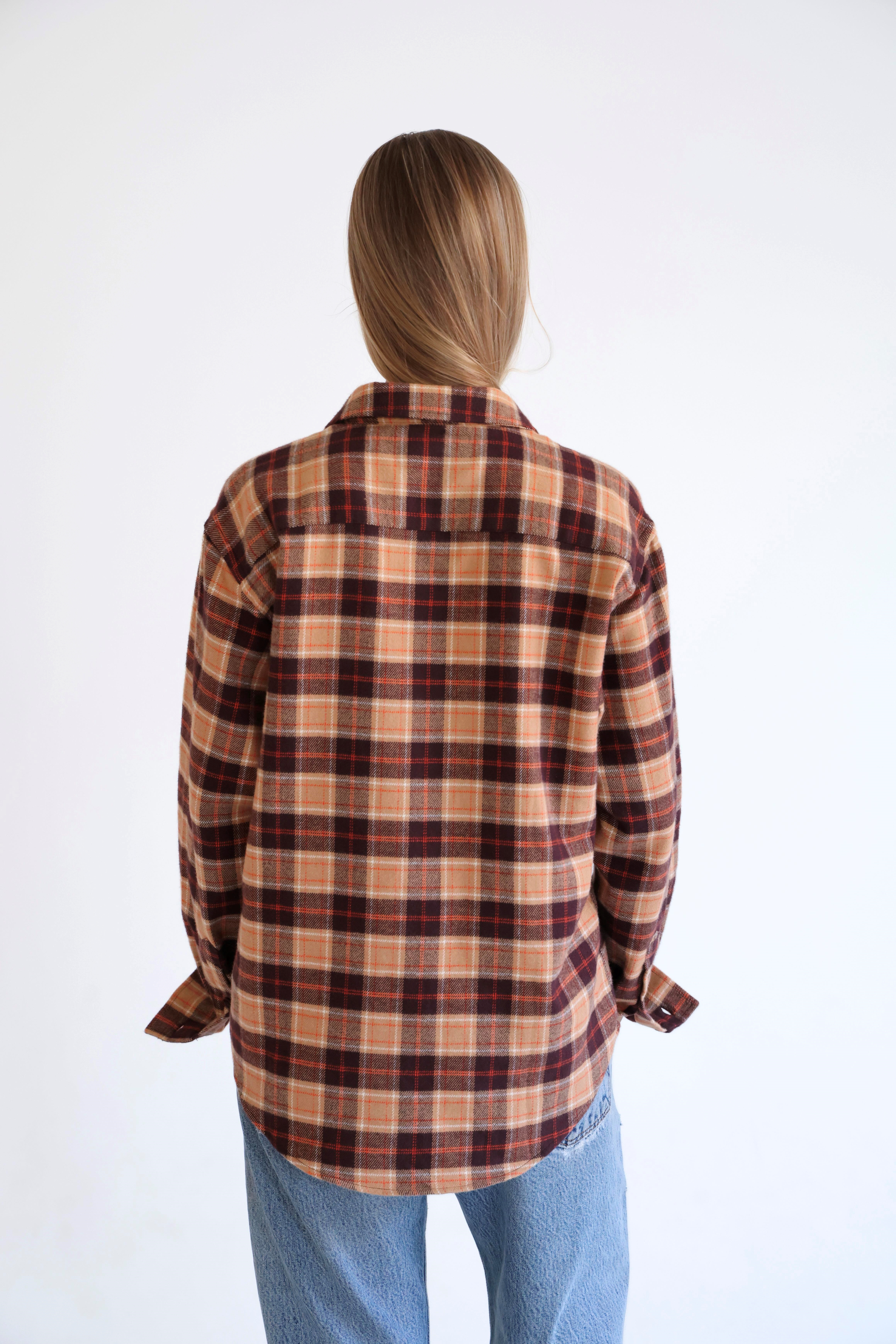 D-Brand, Blouses, Check Flannel Shirt, AMBER BROWN, Rot, Braun, 237129, 237129-240