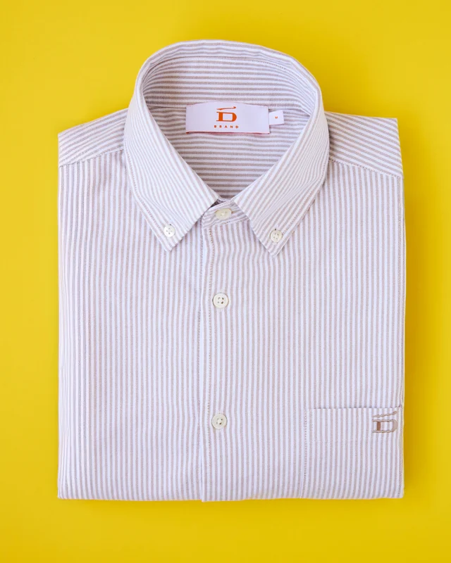 D-Brand Pinstripe Oxford Shirt Almond