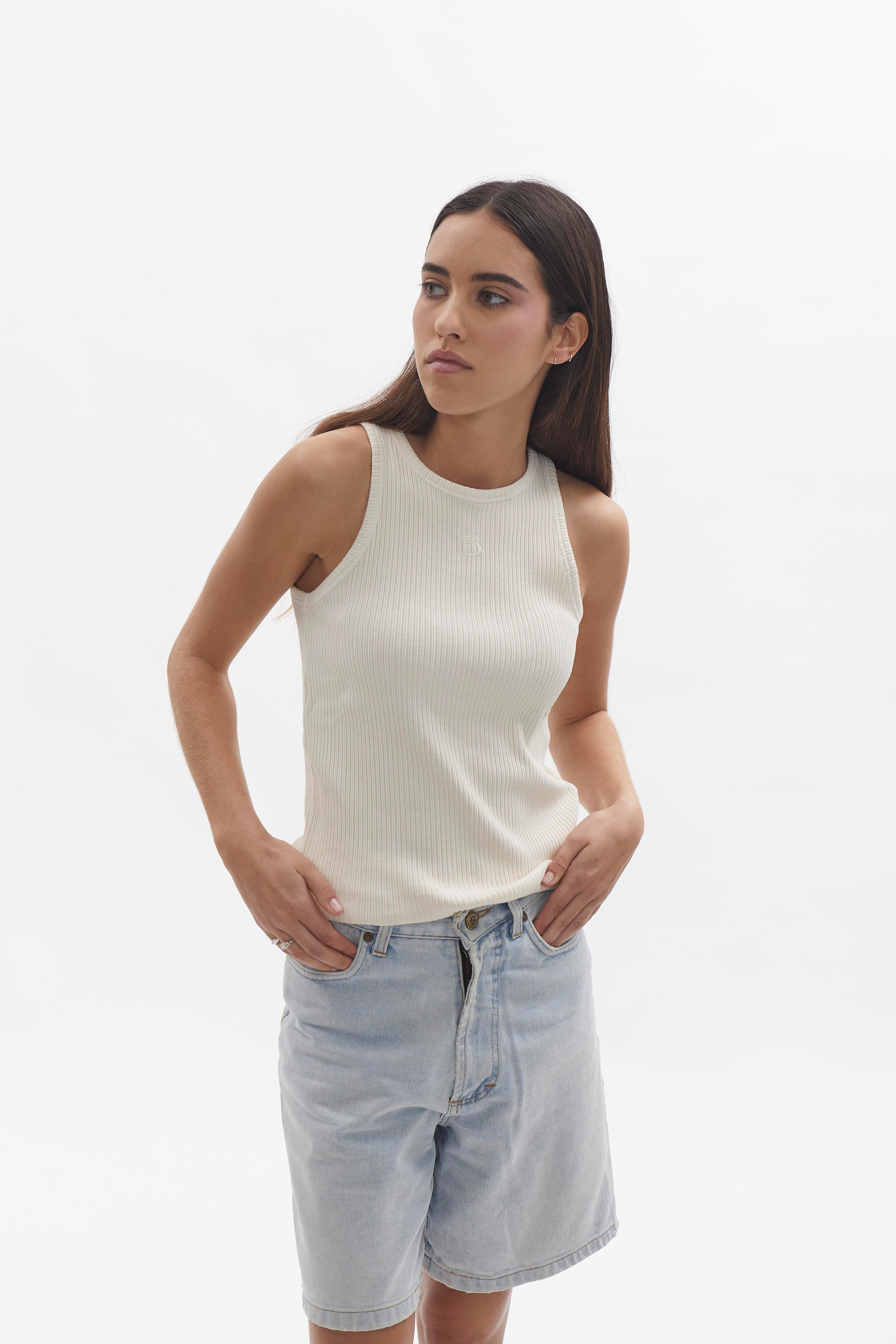 D-Brand, T-Shirts, Polos und Tops, Ribbed Tank Top, EGGNOG, Creme, 222602, 222602-113
