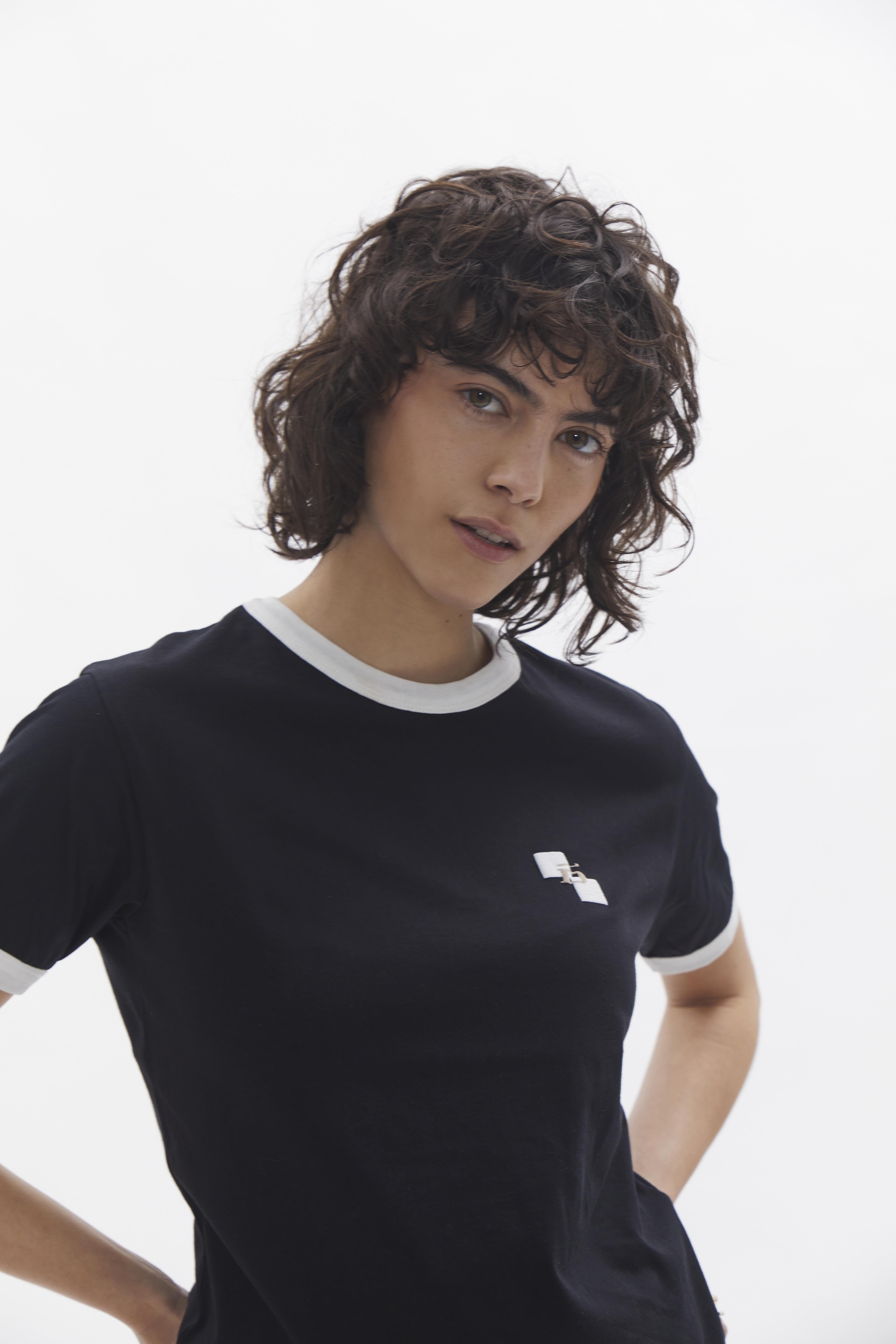 D-Brand, T-Shirts, Polos und Tops, Ringer T-Shirt, BLACK, Schwarz, 222207, 222207-100