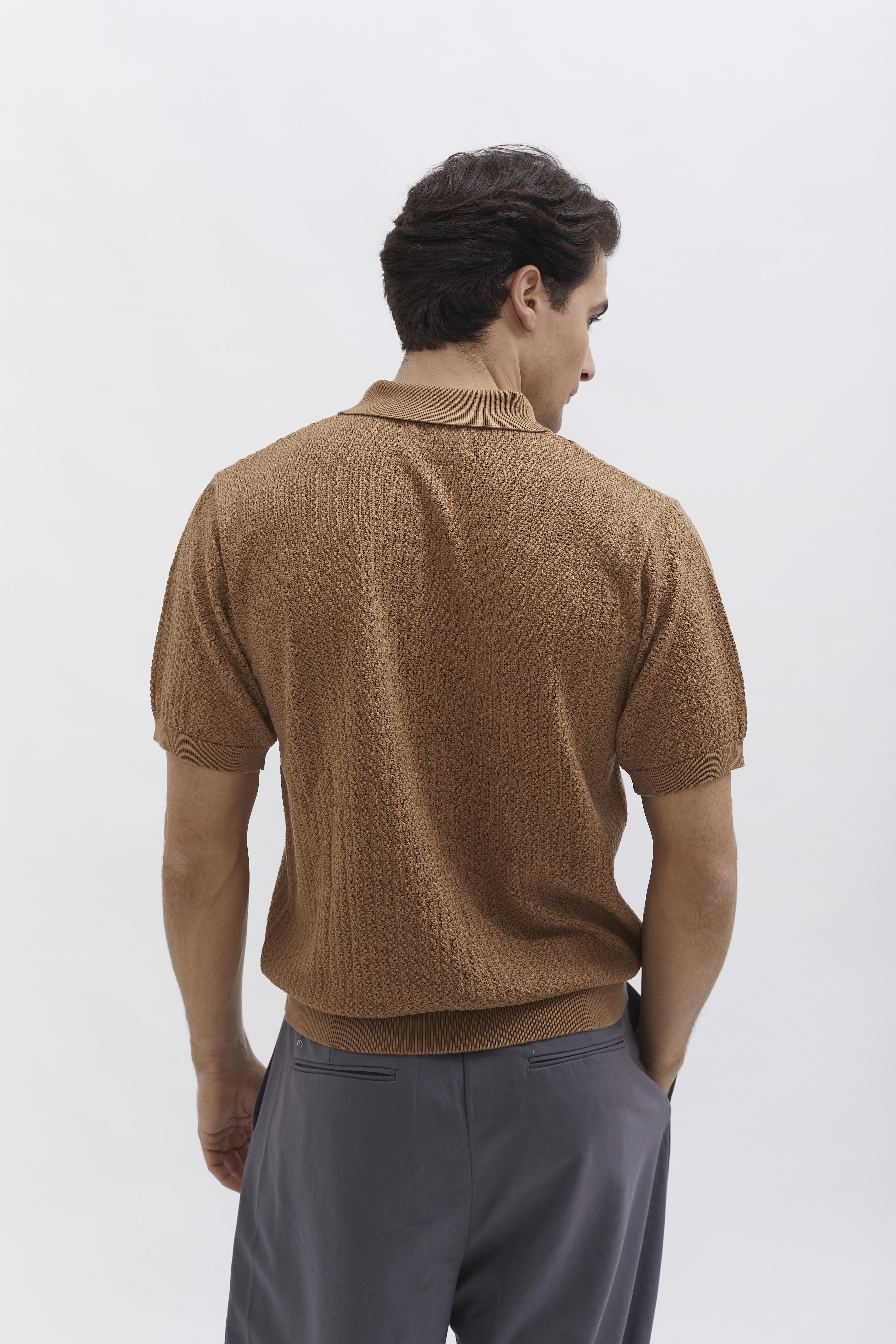 D-Brand, T-Shirts  und Polos, Knit Polo, CAPPUCINO, Braun, 112501, 112501-223
