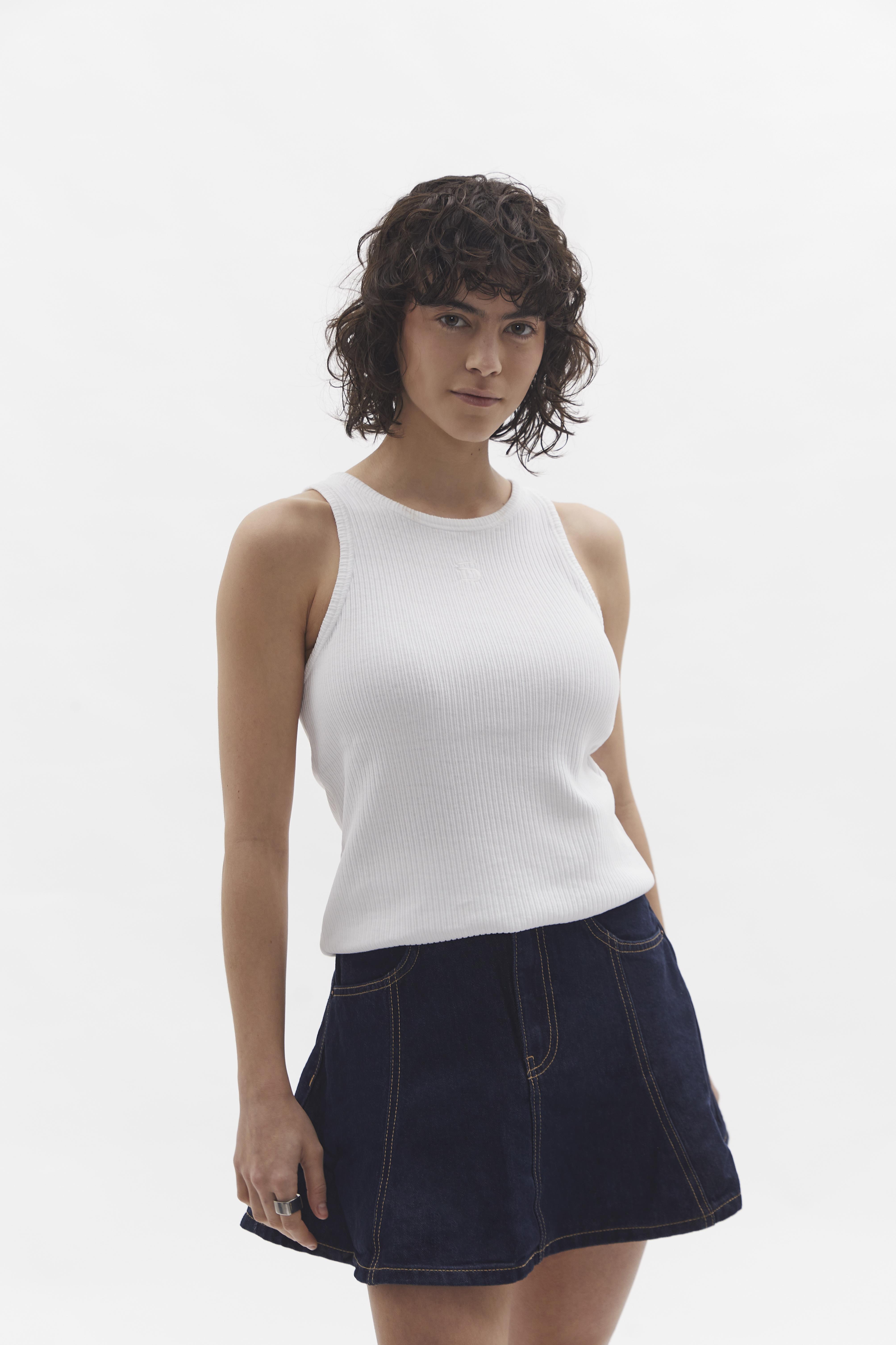 D-Brand, T-Shirts, Polos und Tops, Ribbed Tank Top, WHITE, Weiß, 222602, 222602-110