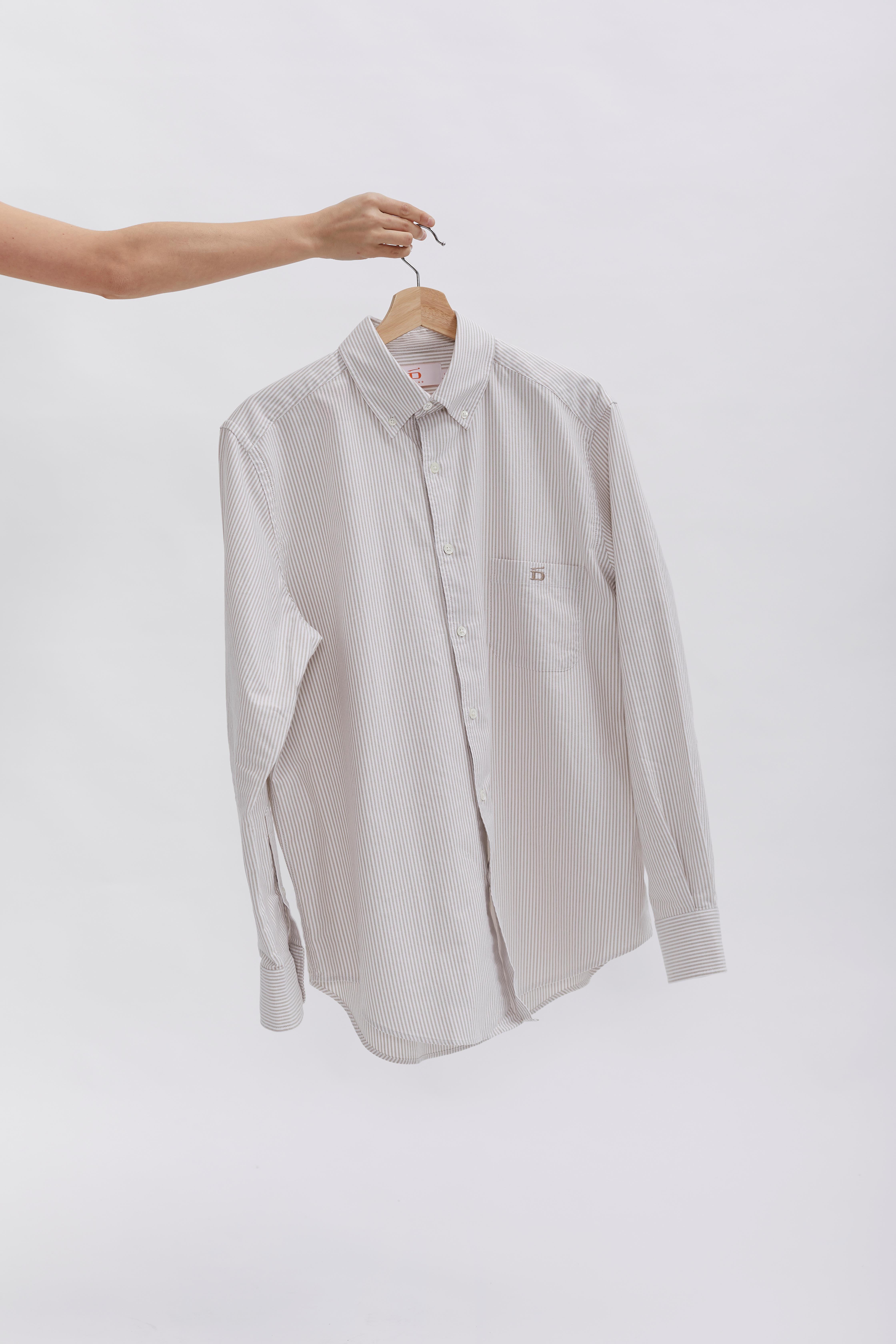 D-Brand, Blouses, Pinstriped Oxford Shirt, PINSTRIPE ALMOND, Braun, 217001, 217001-253