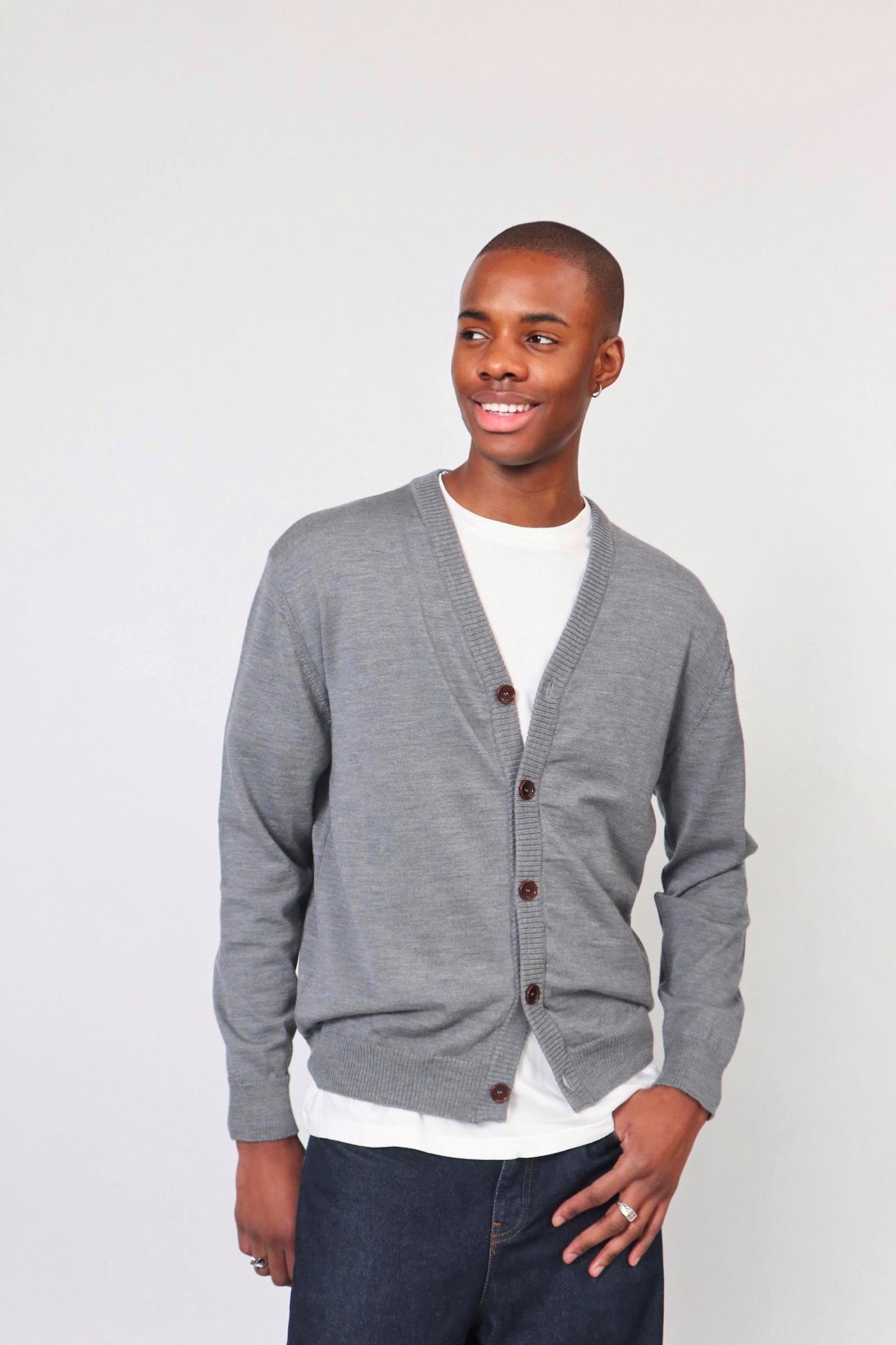 D-Brand, Jackets, Vest, Cardigans, D-Intarsia Cardigan, GREY MELANGE, Grau, 116310, 116310-152